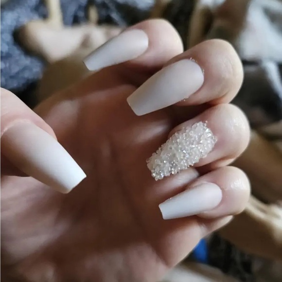 Medium Length Coffin Press On Nails With Bling - Picture 4 of 8